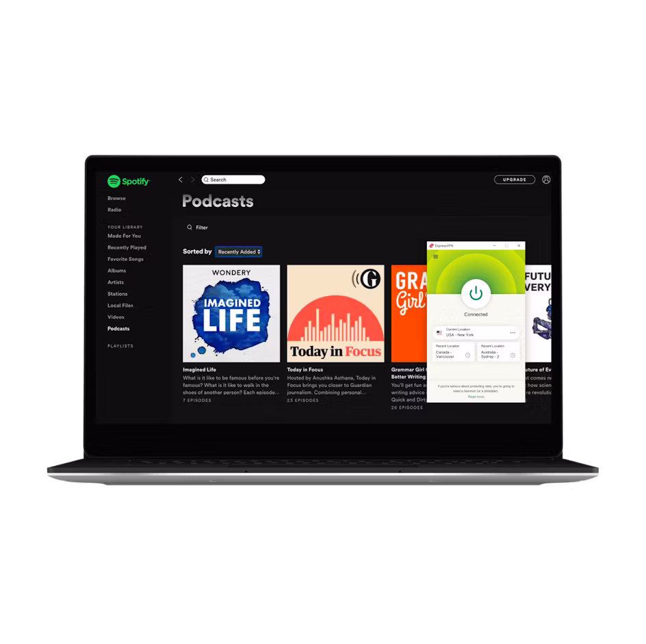 Spotifyn k&auml;ytt&ouml;liittym&auml; ja VPN.